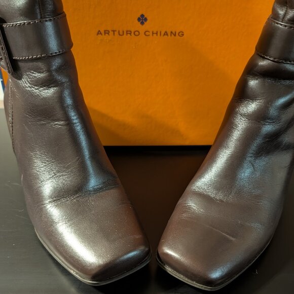 Arturo Chiang Women's Karma Sporty Calf Brown Leather Zip Boot - Size 9M - Picture 2 of 8